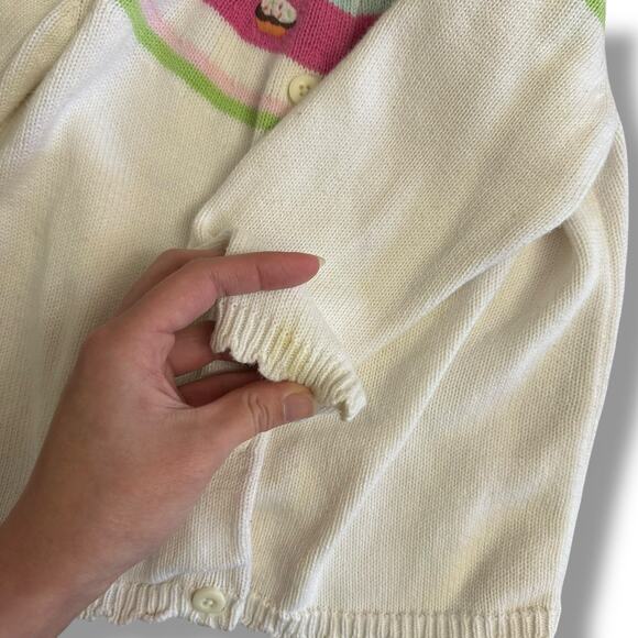 Gymboree Cupcake Knit Cardigan 18–24M Vintage 2008 White Pastel Sweater - Picture 6 of 8